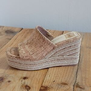 Dolce Vita Elaria Natural Cork Platform Wedge Espadrille Sandals Size 8 NEW